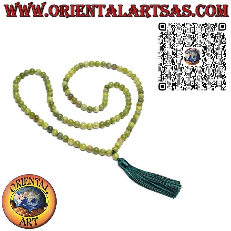 Mālā (Japamālā) Buddhist rosary in natural Xinyi jade – 108 beads 8 mm