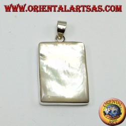 Silver pendant with large rectangular mother of pearl