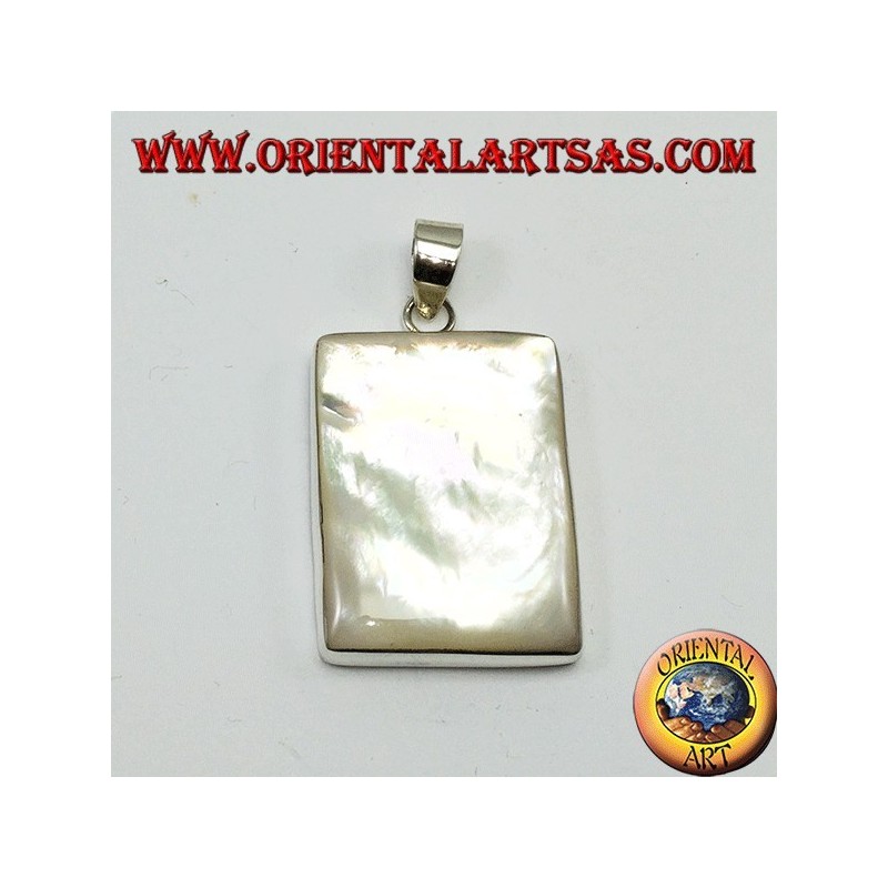 Pendentif en argent avec grande mère de perle rectangulaire
