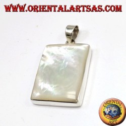 Silver pendant with large rectangular mother of pearl