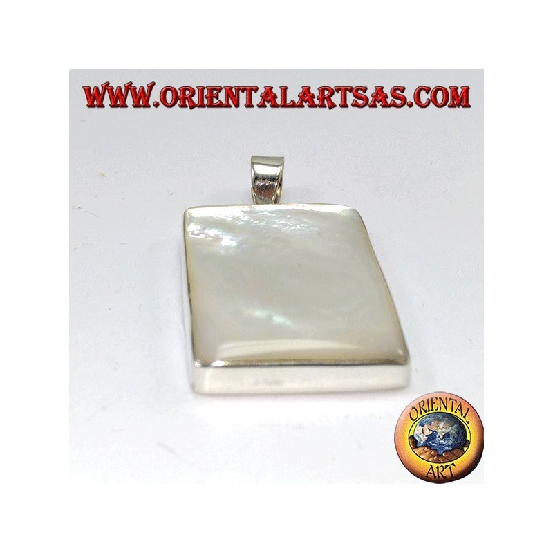 Pendentif en argent avec grande mère de perle rectangulaire