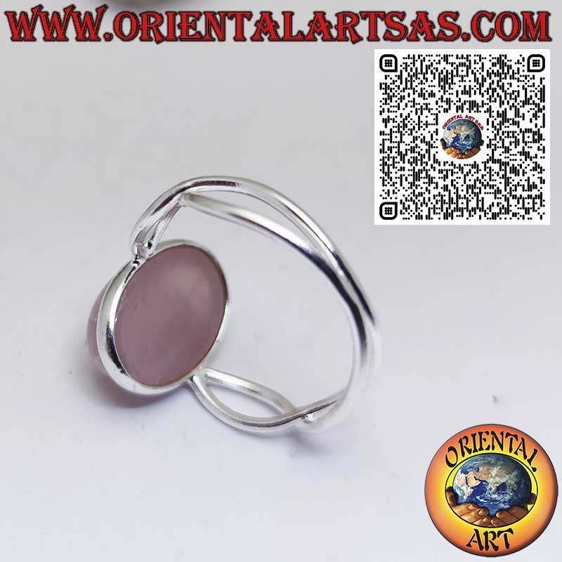 Anello in Argento 925 con Quarzo Rosa Naturale Ovale e simbolo Infinito sui lati