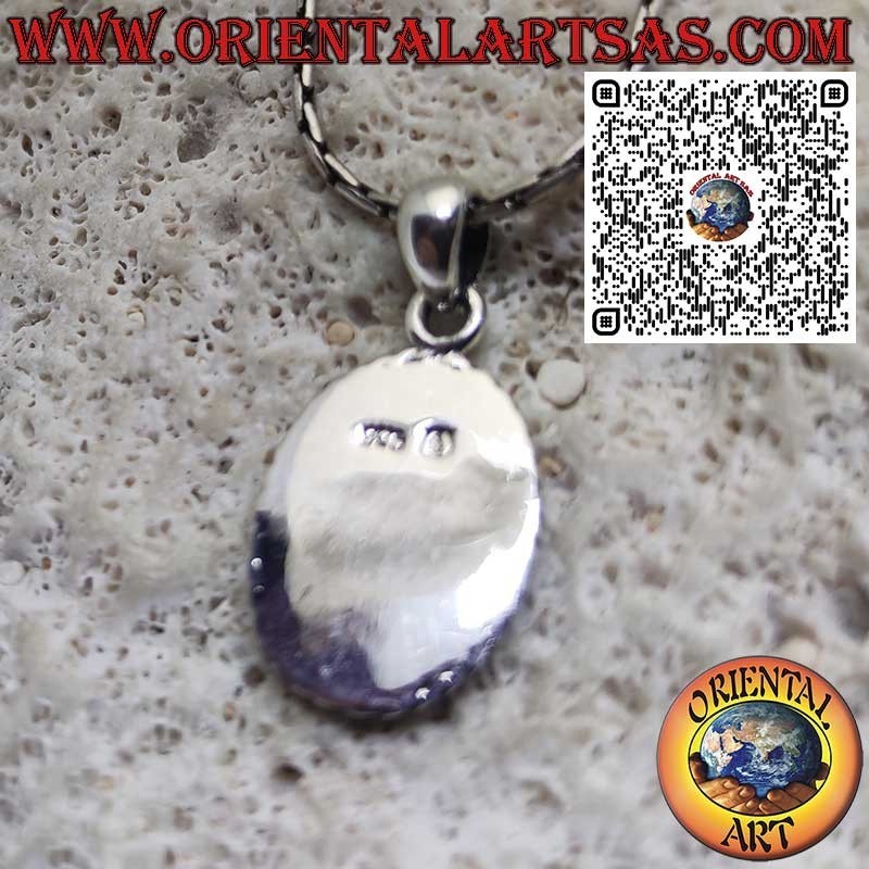 Pendentif en argent 925 avec lapis-lazuli ovale naturel encadré d’une tresse