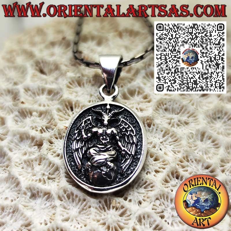 Ciondolo Medaglietta Baphomet in Argento 925 – Simbolo Esoterico di Equilibrio e Mistero