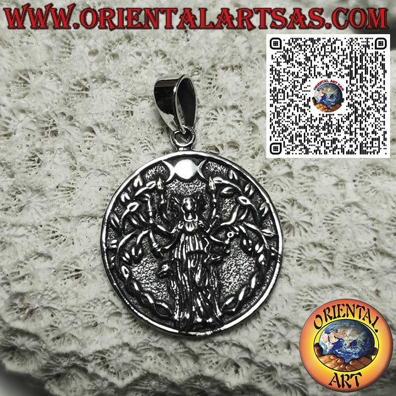 Anhänger aus 925er Silber – Göttin Hekate, Mondgöttin, Wicca Schmuck, Esoterisches Amulett