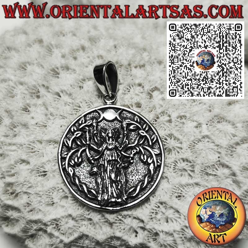 Colgante en Plata 925 – Diosa Hécate, Divinidad de la Luna, Joyería Wicca, Amuleto Esotérico