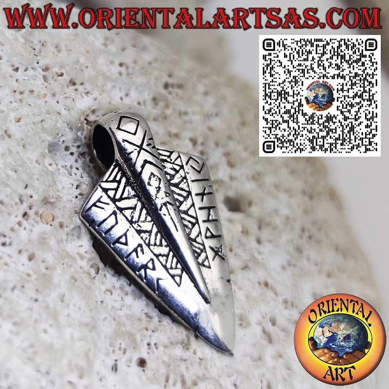 925er Silber Anhänger Wikingische Keltische Speerspitze – Mittelalterlicher Schmuck & Talisman der Stärke