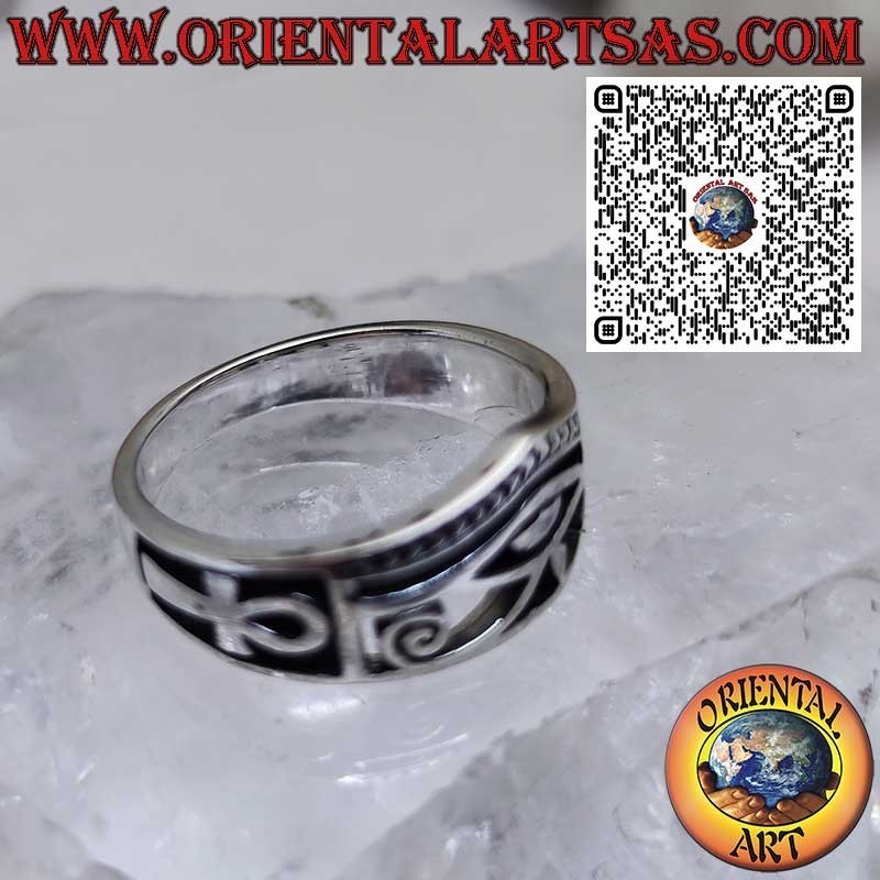 Anillo Egipcio de Plata 925 con Ojo de Horus y Cruz Ankh – Amuleto de Protección y Vida