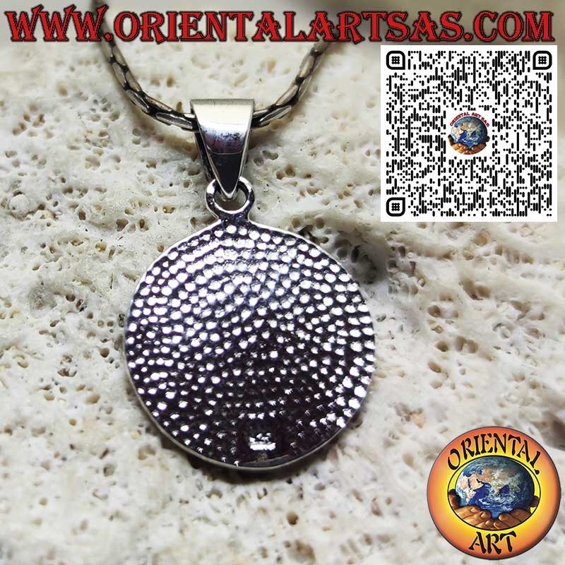 Pendentif Rond en Argent 925 Saint Michel et Ange Gardien