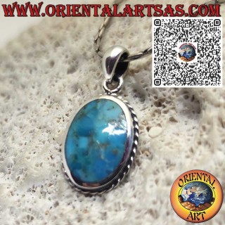 Ciondolo in Argento 925 con Turchese Ovale Naturale dell’Arizona – Amuleto di Protezione e Armonia