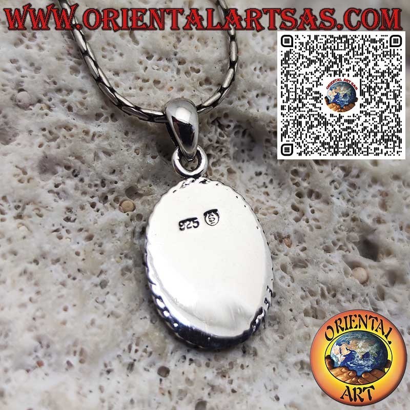 Ciondolo in Argento 925 con Turchese Ovale Naturale dell’Arizona – Amuleto di Protezione e Armonia