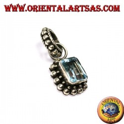Silber Anhänger mit rechteckigem, natürlichem blauem Topas
