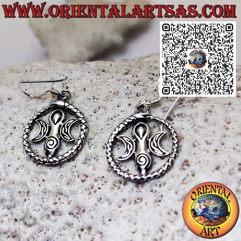 Pendientes en plata 925 con Diosa Madre Tierra Wicca y Ouroboros – Joyería esotérica y simbólica
