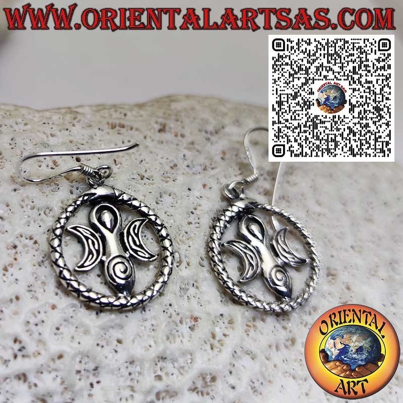 Boucles d’oreilles en argent 925 avec Déesse Mère Terre Wicca et Ouroboros – Bijoux ésotériques et symboliques