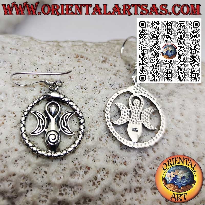 Pendientes en plata 925 con Diosa Madre Tierra Wicca y Ouroboros – Joyería esotérica y simbólica