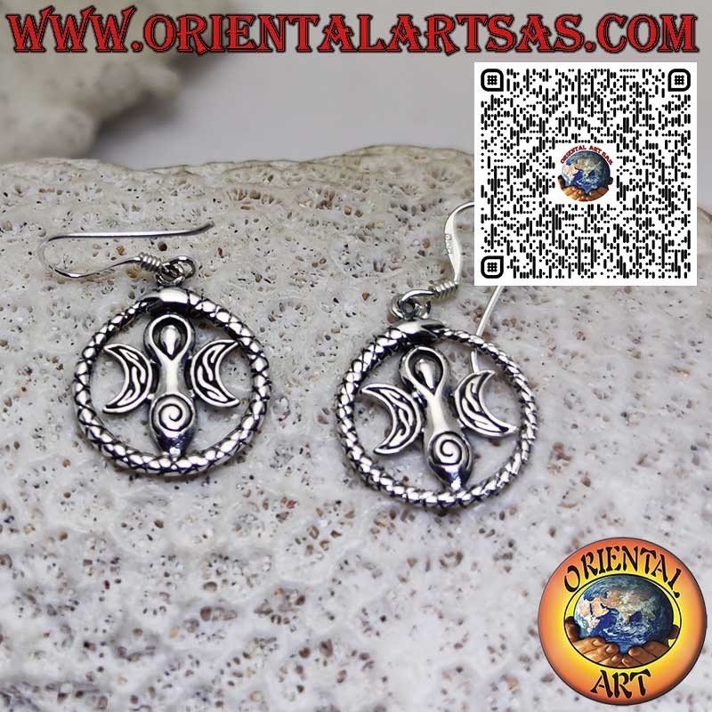 Orecchini in Argento 925 con Dea della Madre Terra Wicca e Ouroboros – Gioielli Esoterici e Simbolici