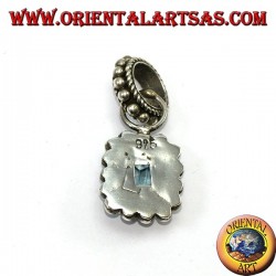 Pendentif en argent avec topaze bleue rectangulaire naturelle