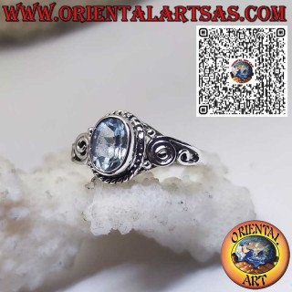 Anello in Argento 925 con Topazio Ovale Naturale e Spirale Laterale – Gioiello Elegante e Simbolico