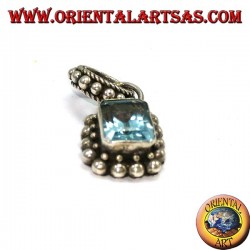 Silber Anhänger mit rechteckigem, natürlichem blauem Topas