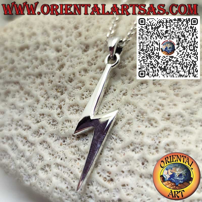 Sterling Silver 925 Lightning Bolt Pendant – Symbol of Energy and Power
