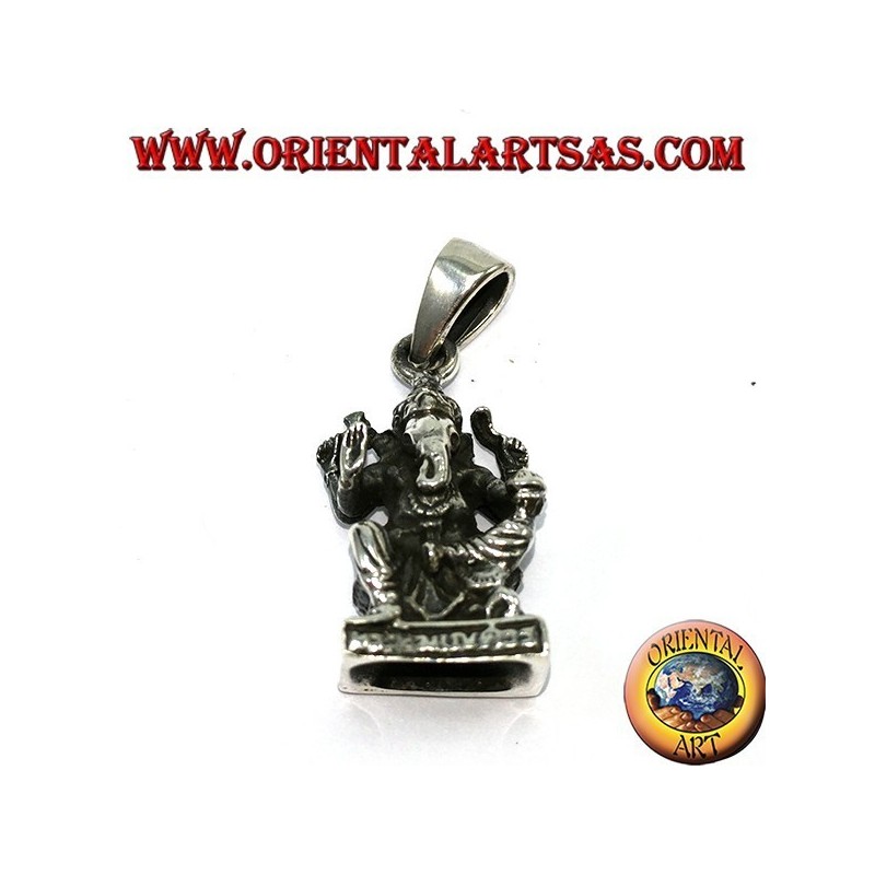 Colgante de plata estatua Ganesha con ratones
