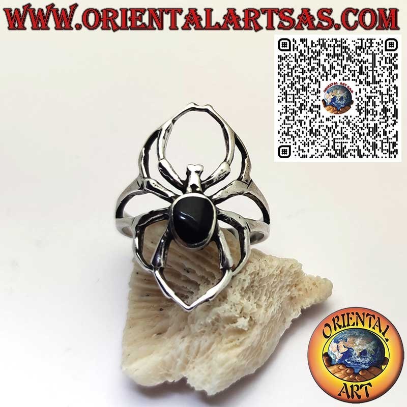 Anello in Argento 925 con Ragno e Onice Naturale Ovale – Simbolo di Mistero, Protezione e Creatività