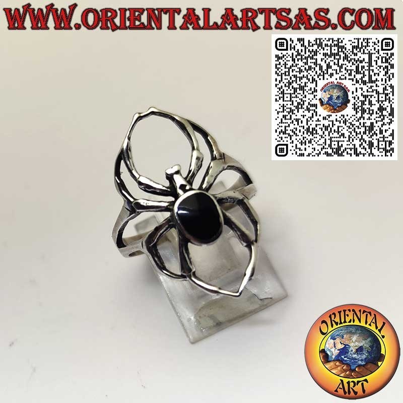 Bague en Argent 925 Araignée avec Onyx Ovale – Symbole de Mystère et de Protection