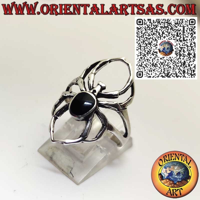 Anello in Argento 925 con Ragno e Onice Naturale Ovale – Simbolo di Mistero, Protezione e Creatività