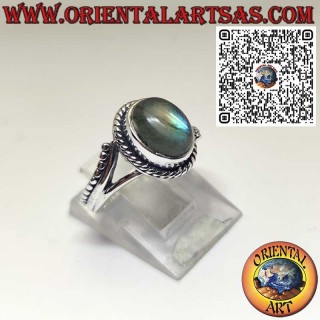 Bague en Argent 925 avec Labradorite Naturelle Cabochon, pierre de protection et d’intuition