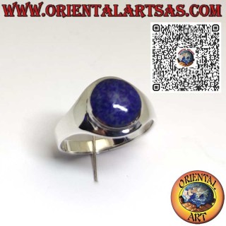 Sterling Silver 925 Ring with Natural Afghan Lapis Lazuli Round – Smooth Setting