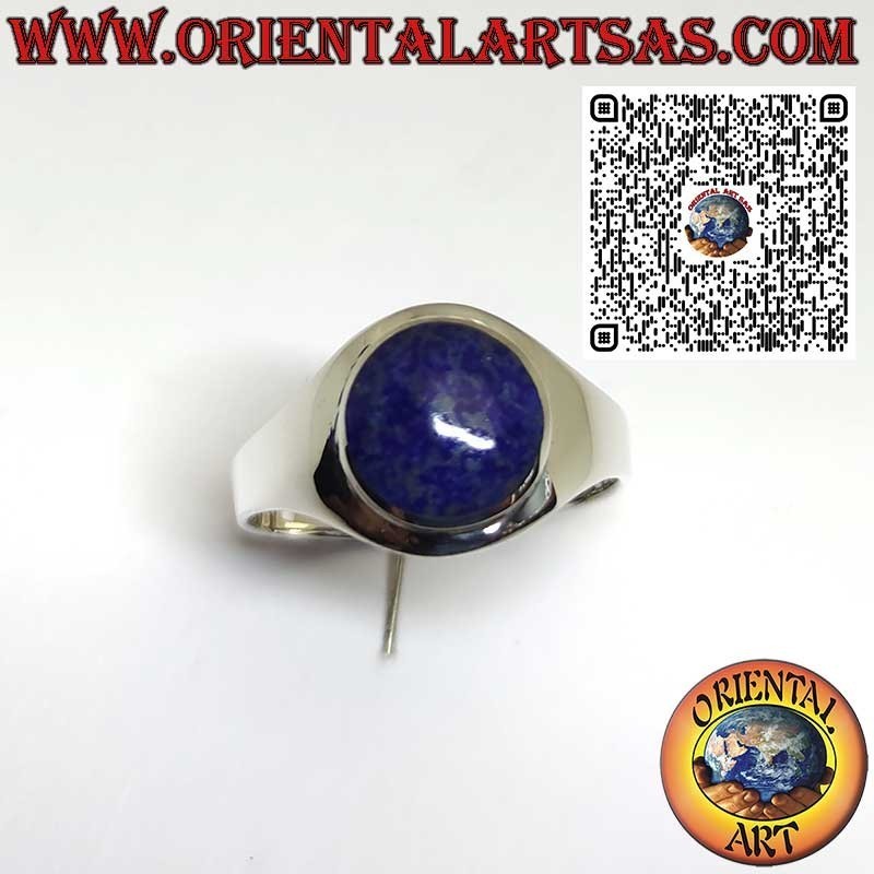 Anello in Argento 925 con Lapis Lazuli Naturale Afgano Tondo – Montatura Liscia