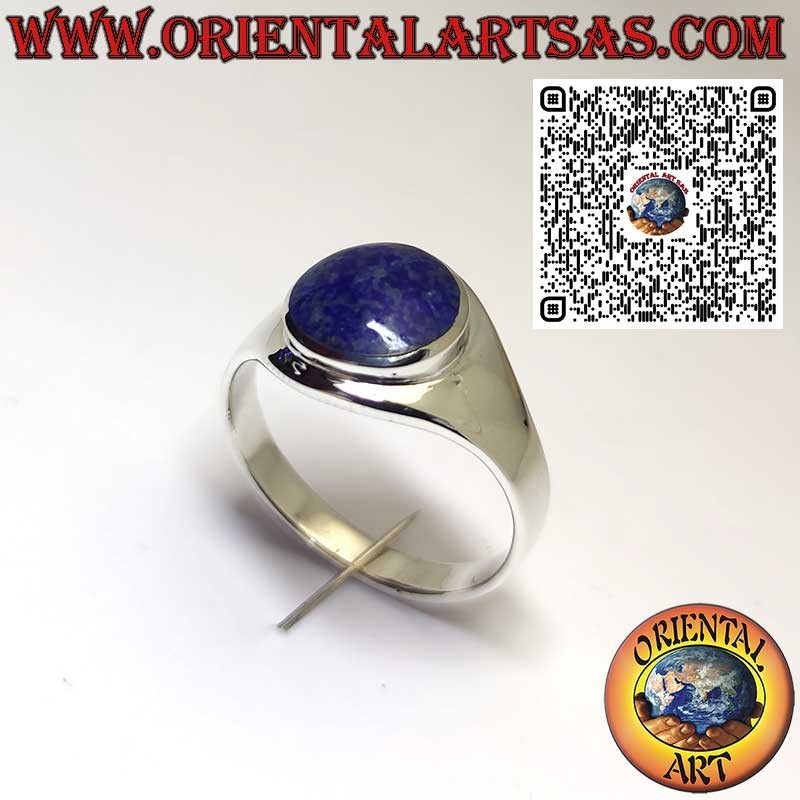 Bague en Argent 925 avec Lapis-Lazuli Naturel Afghan Rond – Monture Lisse