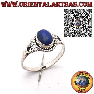 Eleganza senza tempo: Anello in Argento 925 con Lapislazzuli Naturale Ovale e Treccia Decorativa.