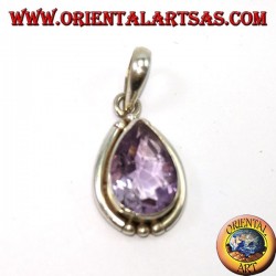 Pendentif en argent avec goutte naturelle améthyste