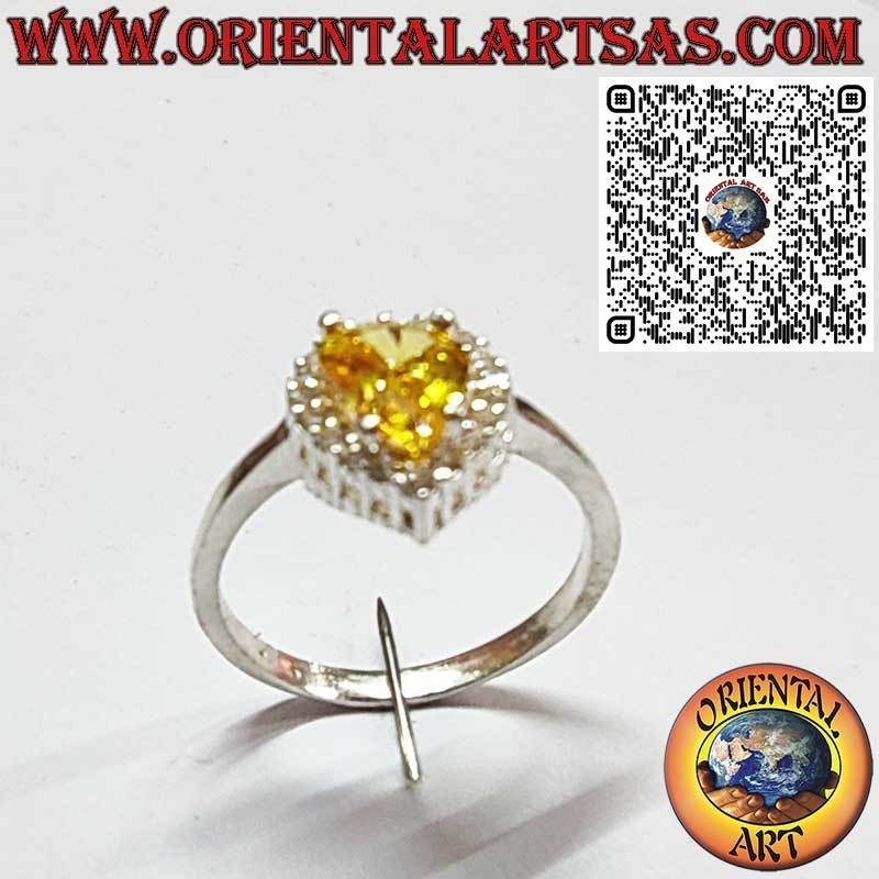 Silberring 925 mit Tropfenförmigem Citrinquarz und Zirkoniafassung