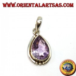 Silver pendant with natural drop amethyst