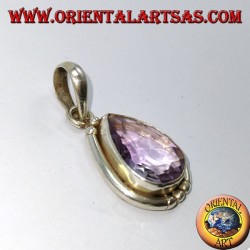 Silver pendant with natural drop amethyst