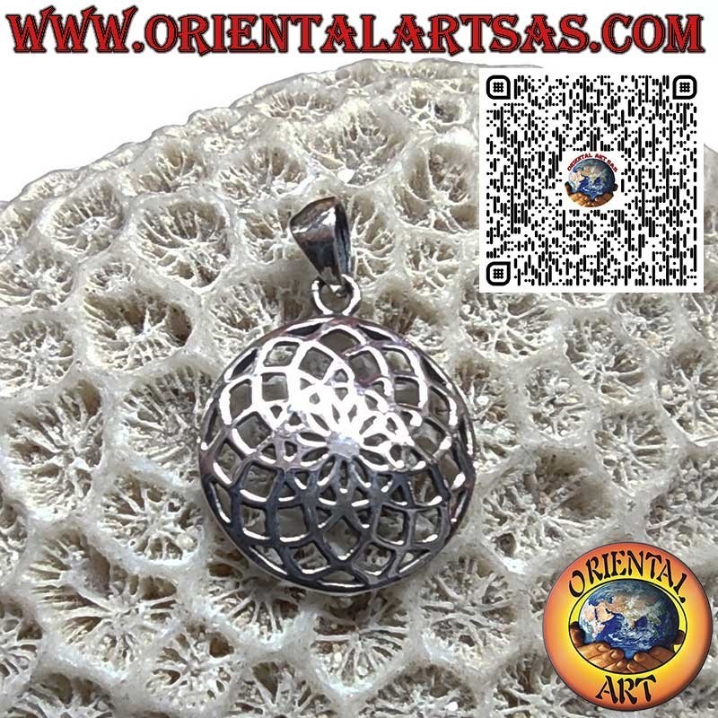 Ciondolo in Argento 925 Mandala a Forma di Fiore della Vita