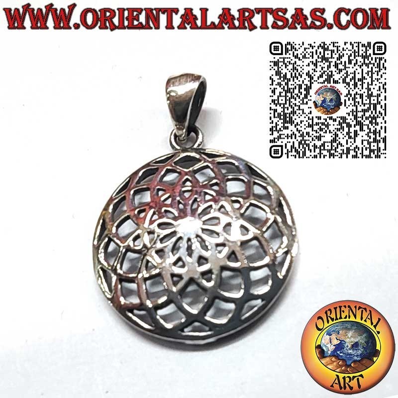 Sterling Silver 925 Mandala Pendant in the Shape of the Flower of Life