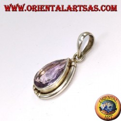 Colgante de gota de plata con amatista natural
