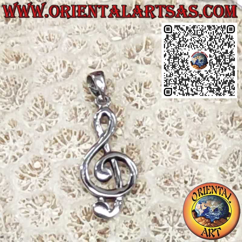 Ciondolo in Argento 925 a forma di Chiave di Violino. Simbolo di musica, armonia e passione artistica.