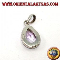 Silver pendant with natural drop amethyst