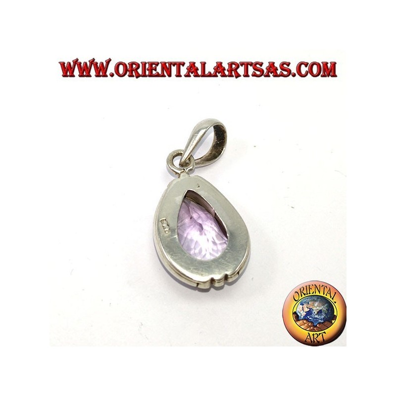 Pendentif en argent avec goutte naturelle améthyste