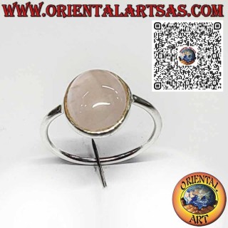 925er Silberring mit Natürlichem Ovalem Rosenquarz – Elegantes Schlichtes Design