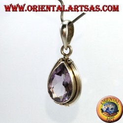 Silver pendant with natural drop amethyst