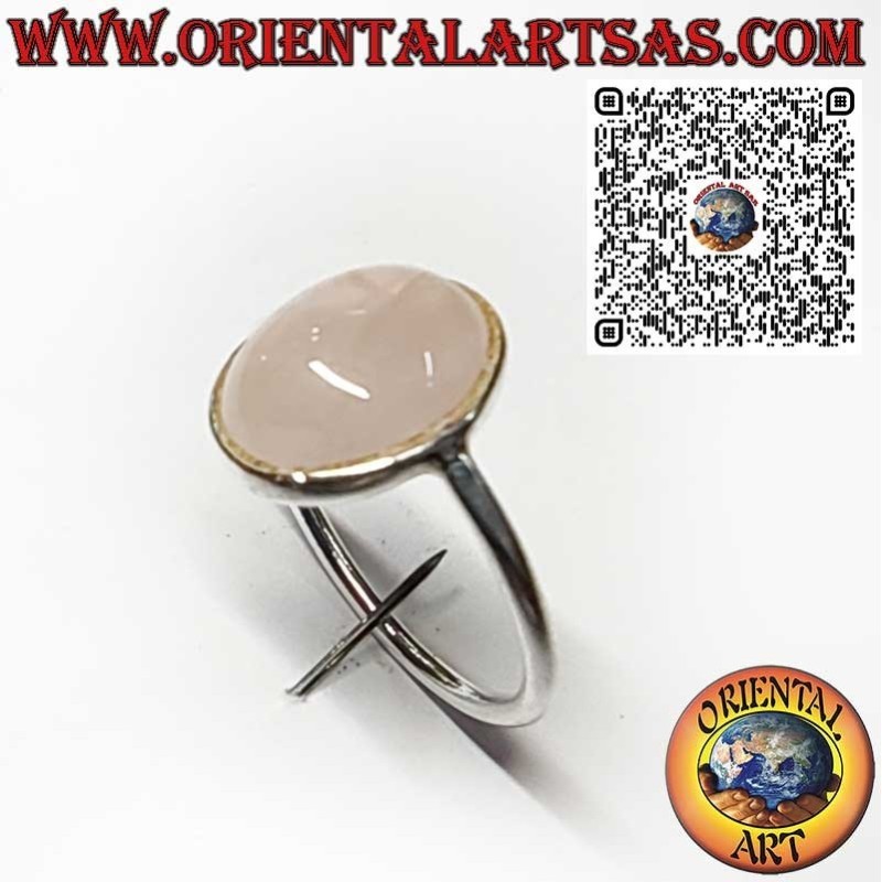925 Sterling Silver Ring with Natural Oval Rose Quartz – Elegant Simple Design