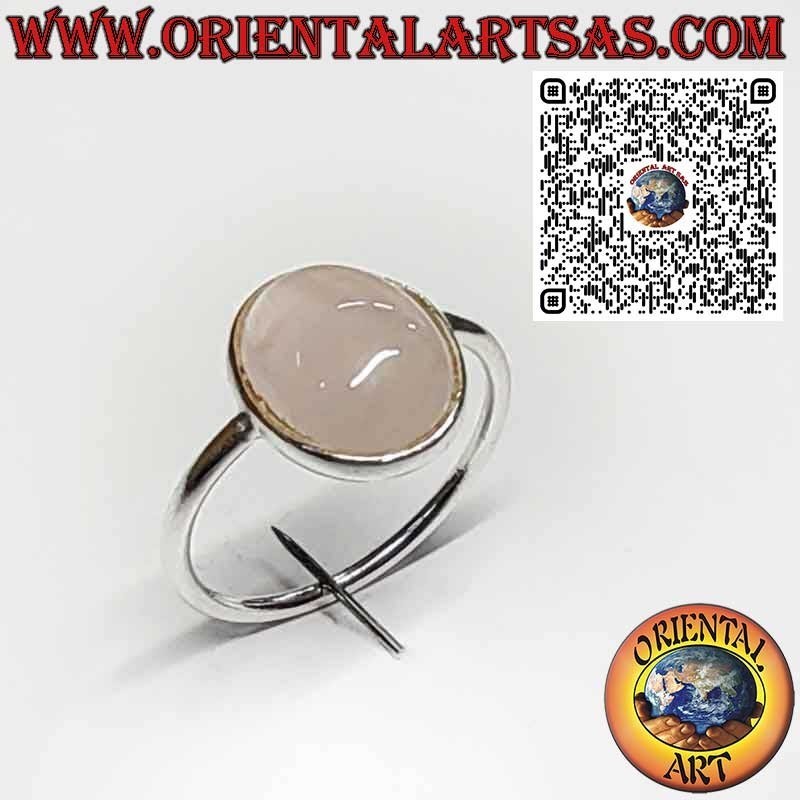 925er Silberring mit Natürlichem Ovalem Rosenquarz – Elegantes Schlichtes Design