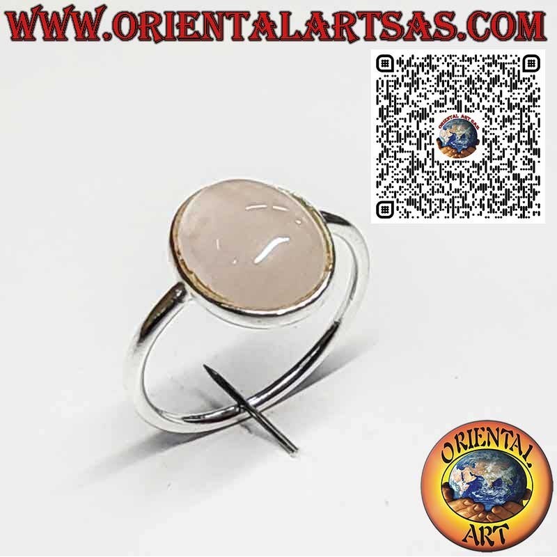Bague en Argent 925 avec Quartz Rose Naturel Ovale – Design Élégant et Simple