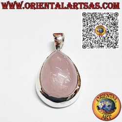 Pendentif en argent 925 avec quartz rose naturel en goutte – élégance et amour.