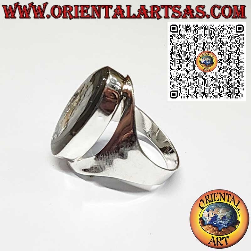 Anello in Argento 925 a Fascia Larga con Abalone Paua Shell Ovale